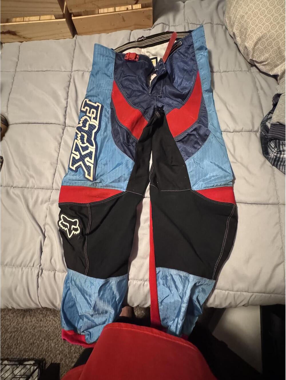 Fox Racing 360 Race Pants Size 34 Motocross MX ATV Dirt Bike Blue Red Black